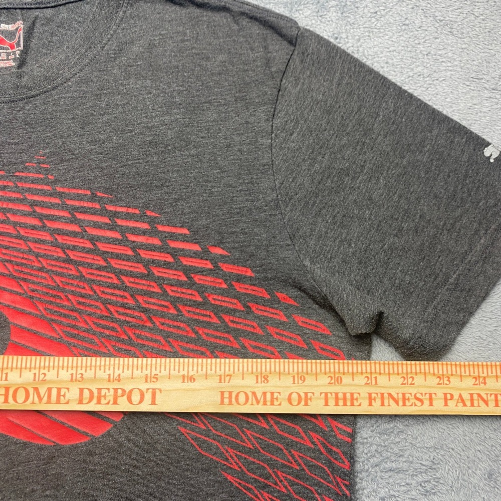 Puma Tshirt Mens Large Sport Lifestyle Graphic Gray Red Leaping Cat Logo Casual - Picture 4 of 5